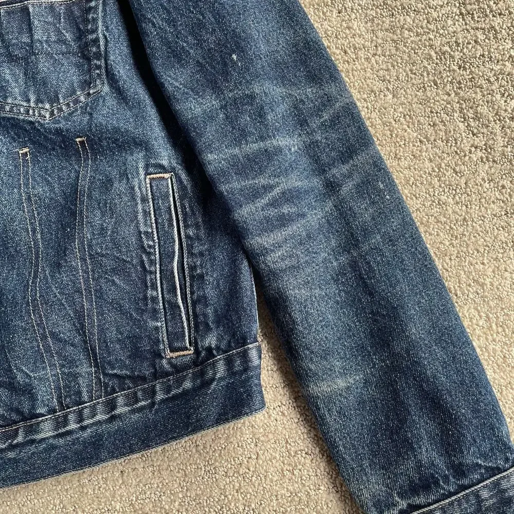 🔥Vintage Nautica Y2K Trucker Grunge Dark Wash Blue Denim Jacket Women Size M-L - Picture 10 of 15
